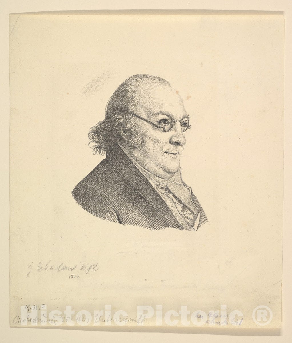 Art Print : Johann Gottfried Schadow - Portrait of Siegmund Wilhelm Wohlbruck (1762-1834) : Vintage Wall Art