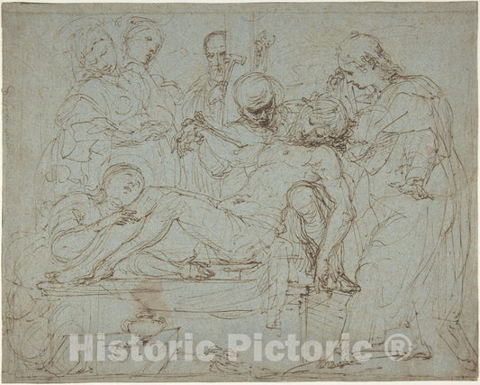 Art Print : Ferraù Fenzoni - Lamentation Over The Dead Christ at The Foot of The Cross (Recto)