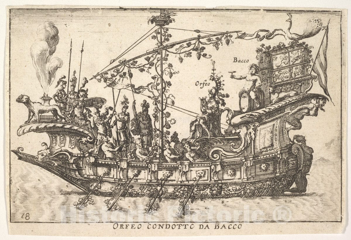 Art Print : Plate 18: Orpheus led by Bacchus - Artist: Remigio Cantagallina - Created: 1664 : Vintage Wall Art