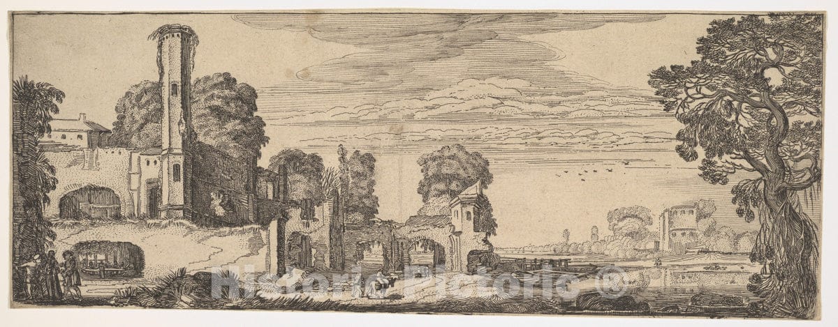 Art Print : Jan Van de Velde II - Riverscape with Ruins of a Castle (from Landscapes and Ruins) : Vintage Wall Art