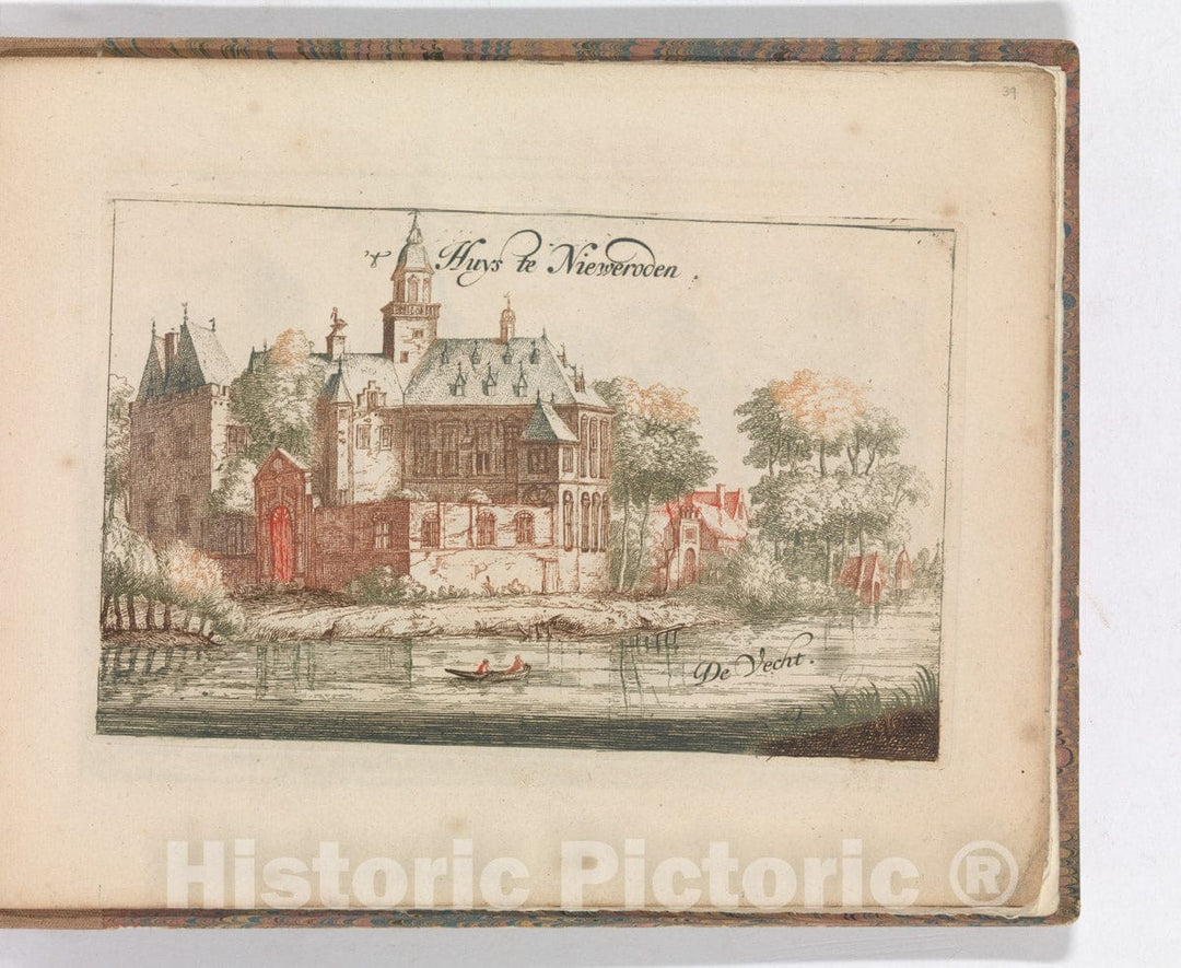 Art Print : Carel Allard - ' 't Huys te Nieweroden', De Vecht' in: Tooneel Der Voornaamste Nederlands Huizen, En Lust Hoven, Naar T Leven Afgebeeld : Vintage Wall Art