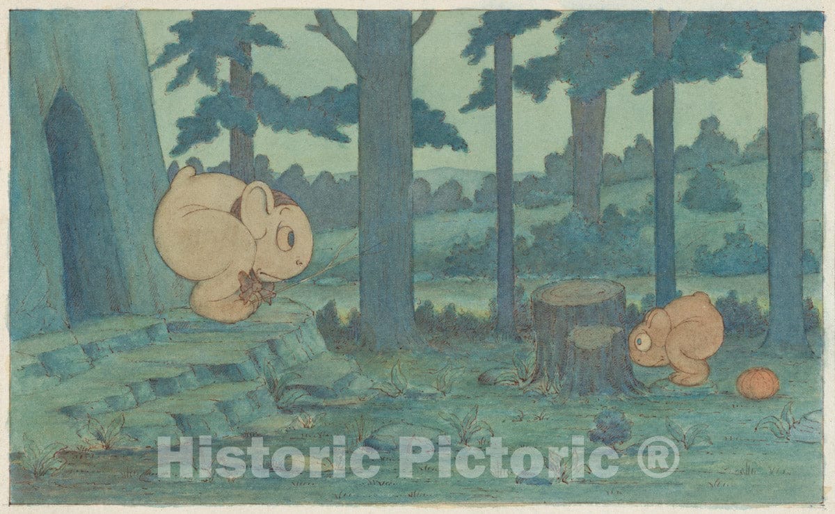 Art Print : Herbert E. Crowley - Wiggle Much Baby Hiding from Mama : Vintage Wall Art