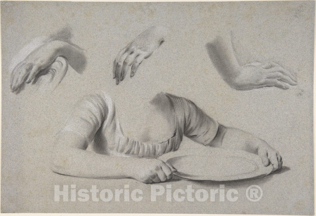 Art Print : Louis Léopold Boilly - Studies of Hands : Vintage Wall Art