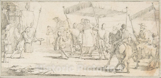 Art Print : Giovanni Battista Tiepolo - Illustration for a Book: Keys of a City Offered to a Procession of Cardinals Headed by a Riderless Horse : Vintage Wall Art