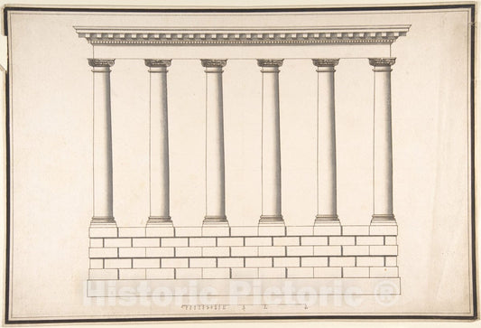 Art Print : Antonio Maria Visentini - Ionic Colonnade (6 Columns) on Rusticated Base : Vintage Wall Art