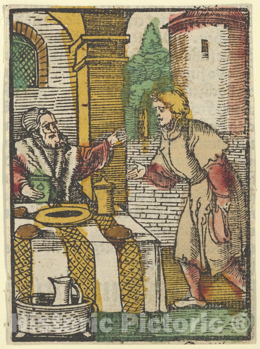 Art Print : Hans Schäufelein - The Parable of The Banquet Without Guests, from Das Plenarium : Vintage Wall Art
