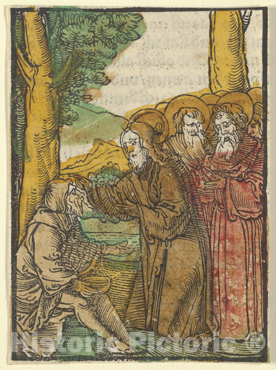 Art Print : Hans Schäufelein - Christ Healing The Blind, from Das Plenarium : Vintage Wall Art