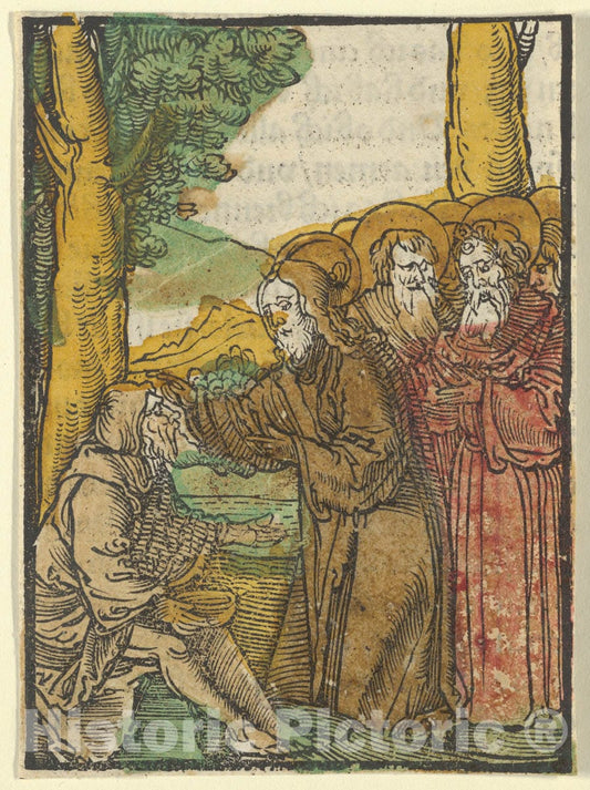 Art Print : Hans Schäufelein - Christ Healing The Blind, from Das Plenarium : Vintage Wall Art