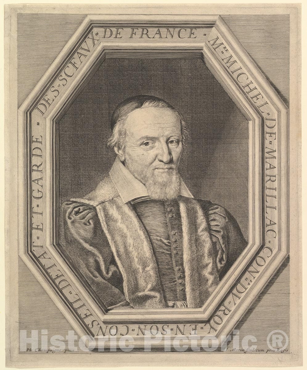 Art Print : Jean Morin - Michel de Marillac, conseiller d'etat et Garde des sceaux : Vintage Wall Art