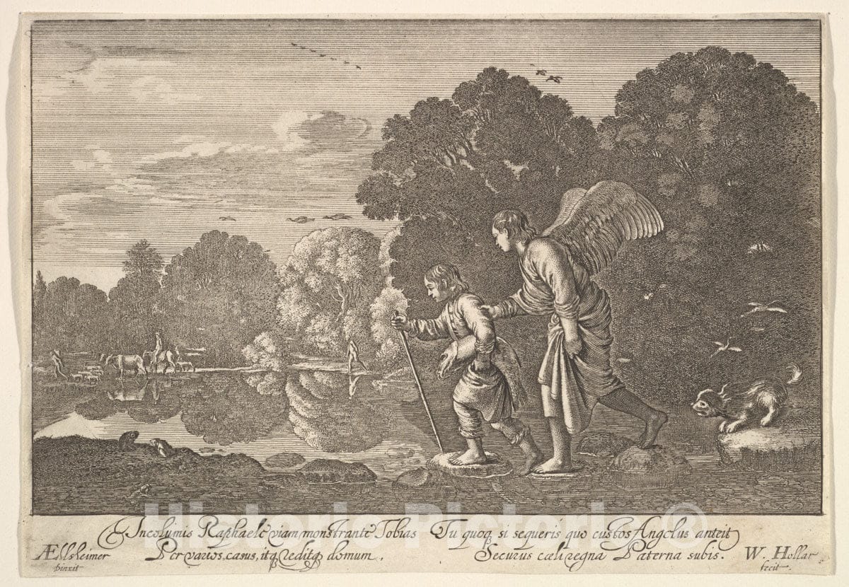 Art Print : Wenceslaus Hollar - Tobias and The Angel : Vintage Wall Art