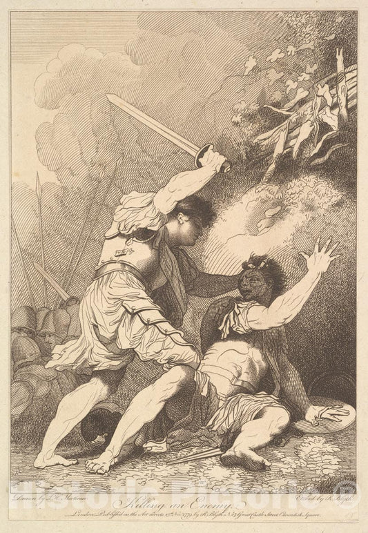 Art Print : Etched and published by Robert Blyth - Killing an Enemy : Vintage Wall Art