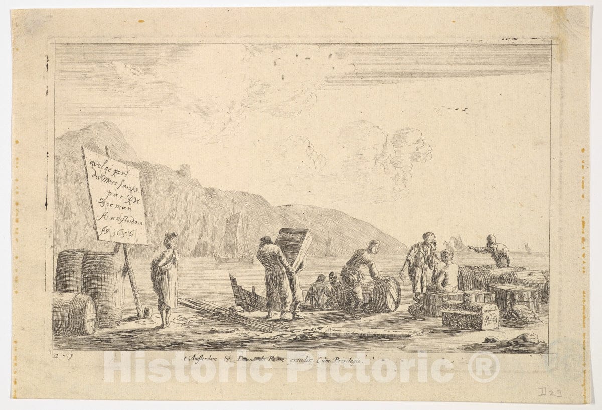 Art Print : Reinier Nooms, Called Zeeman - Seaport Scene : Vintage Wall Art