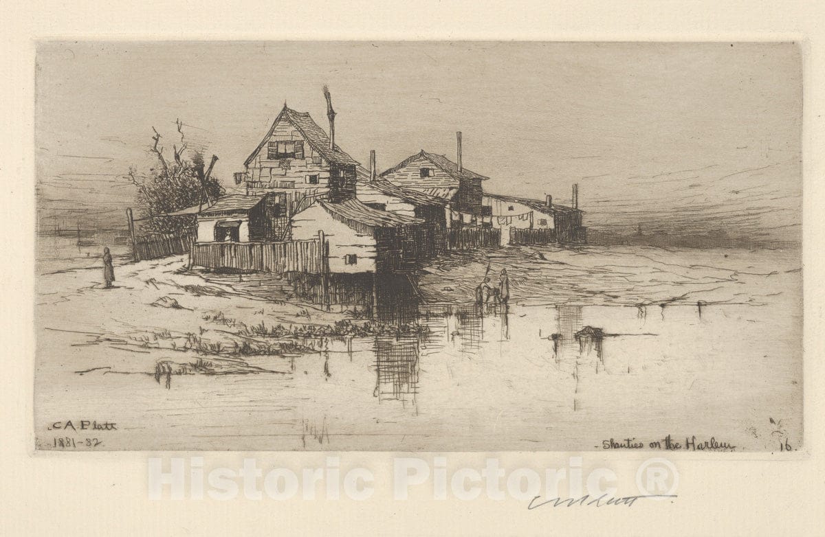 Art Print : Charles Adams Platt - Shanties on The Harlem : Vintage Wall Art