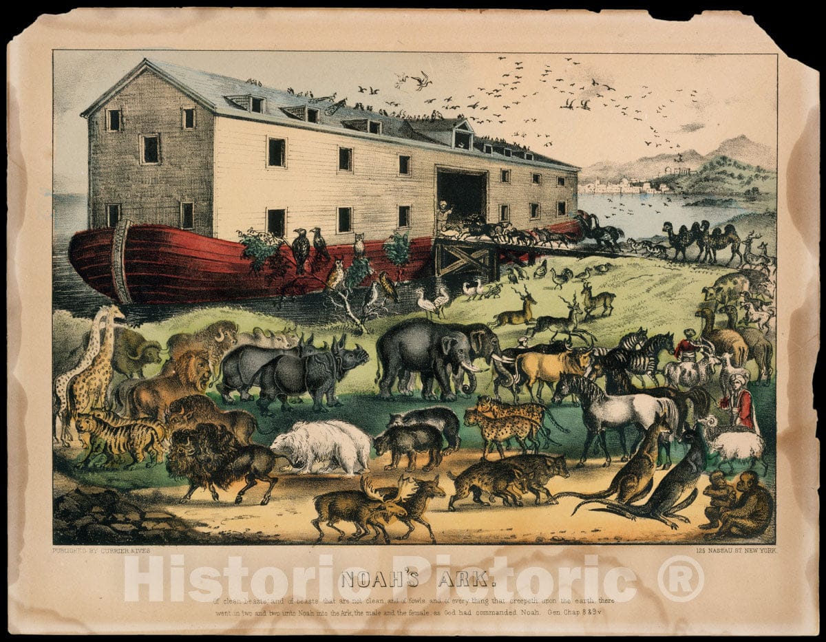 Art Print : Currier & Ives - Noah's Ark : Vintage Wall Art