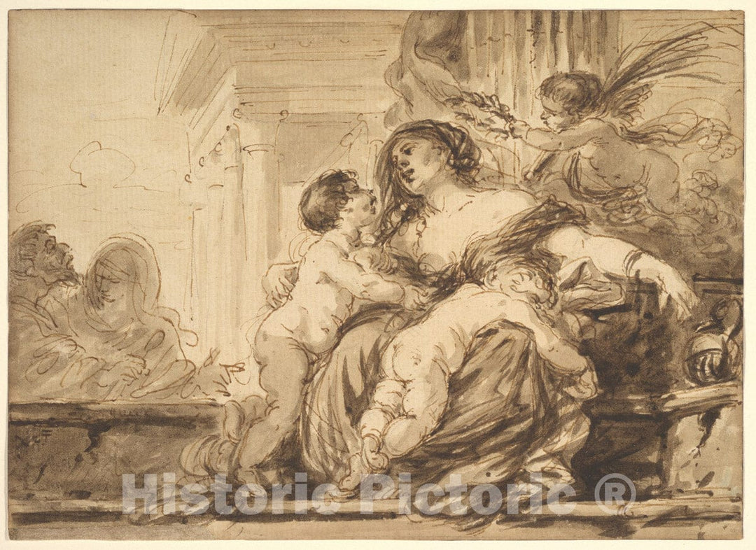 Art Print : Jean Jacques Lagrenée - an Allegory of Charity : Vintage Wall Art