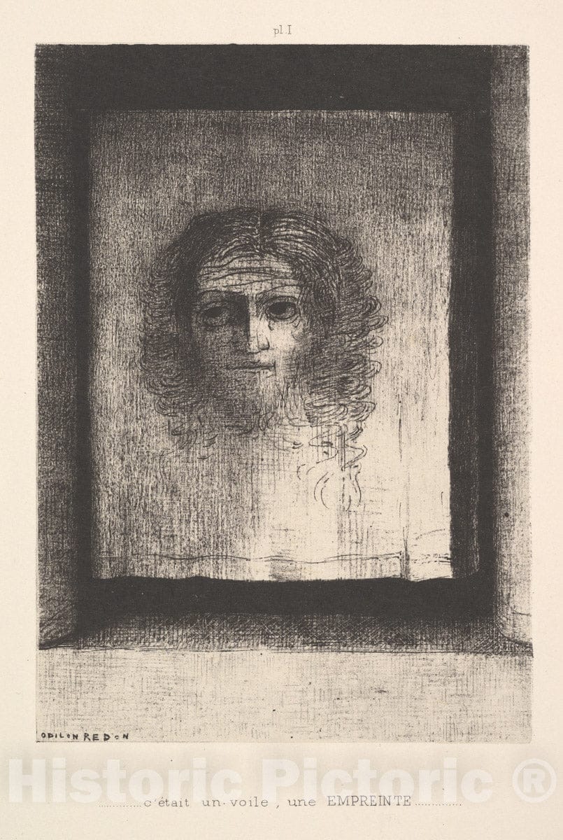 Art Print : Odilon Redon - A Veil, a Printed Image : Vintage Wall Art