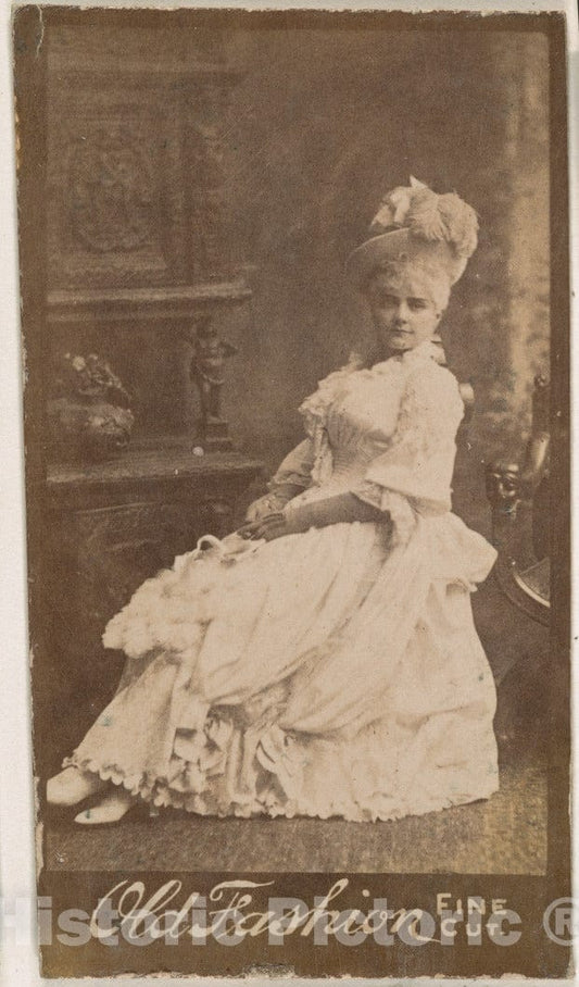 Photo Print : Actress Weather Feathered hat, from The Actresses Series (N664) Promoting Old Fashion Fine Cut Tobacco : Vintage Wall Art