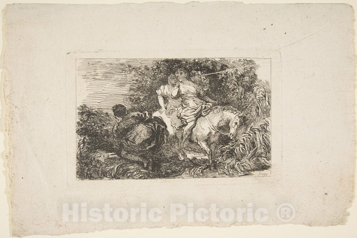 Art Print : Jean Honoré Fragonard - La Fuite de Clelie : Vintage Wall Art