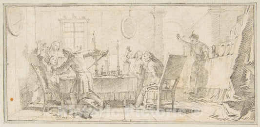 Art Print : Giovanni Battista Tiepolo - Illustration for a Book: Scene of a Murder in an Interior : Vintage Wall Art