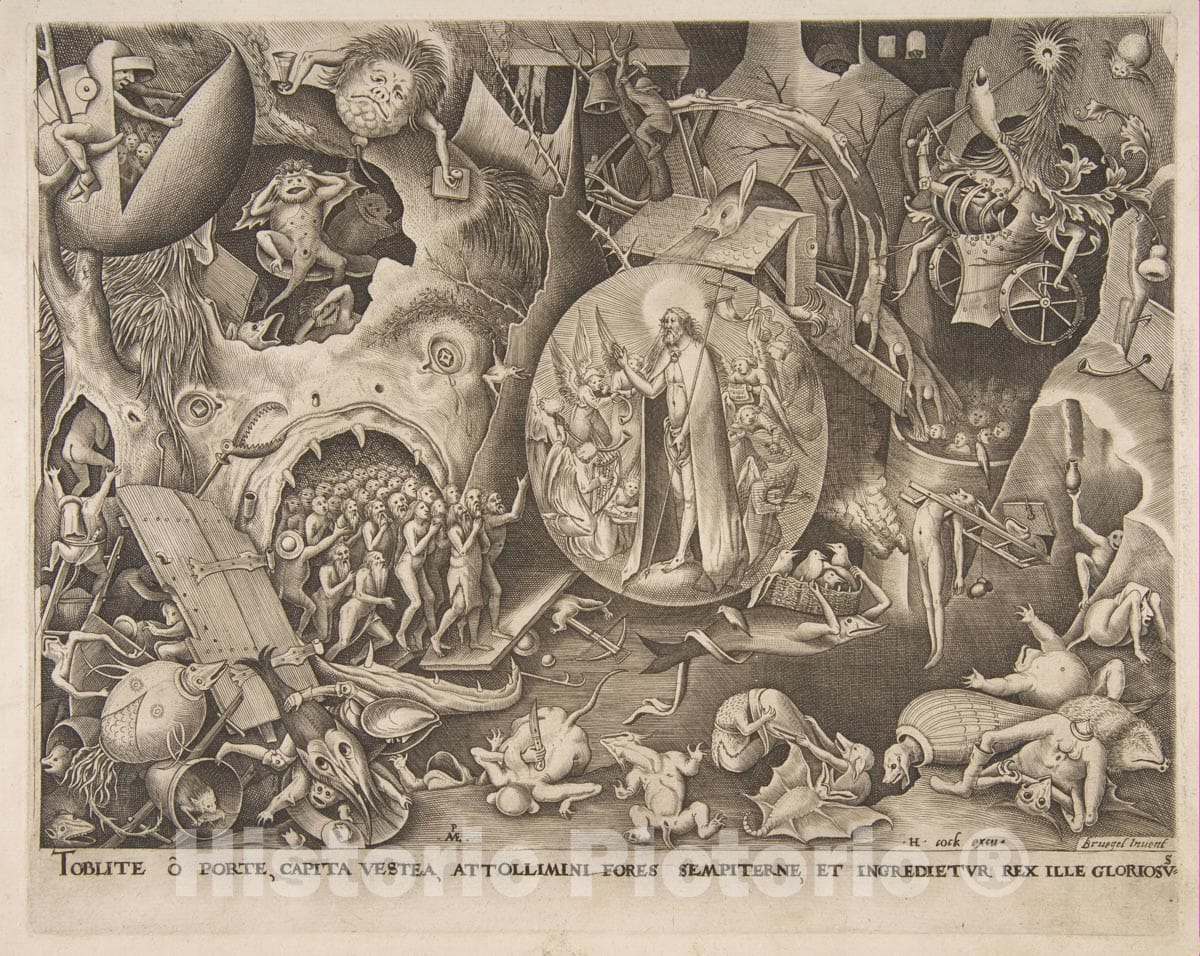 Art Print : Pieter Bruegel The Elder - The Descent of Christ Into Limbo 1 : Vintage Wall Art