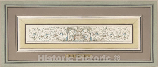 Art Print : Gilles Paul Cauvet - Design for a Frieze with a Censer, Sphinxes and Acanthus Scrolls : Vintage Wall Art