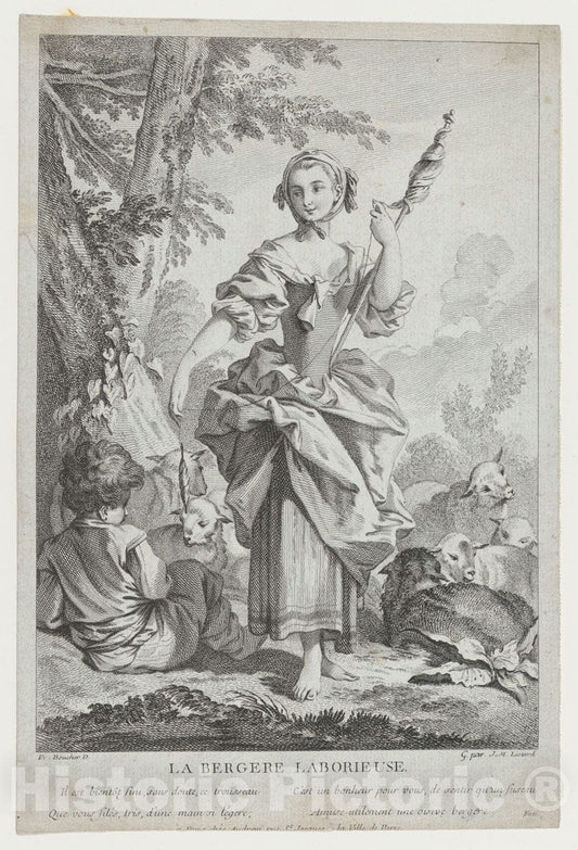 Art Print : François Boucher - La Bergère Laborieuse : Vintage Wall Art