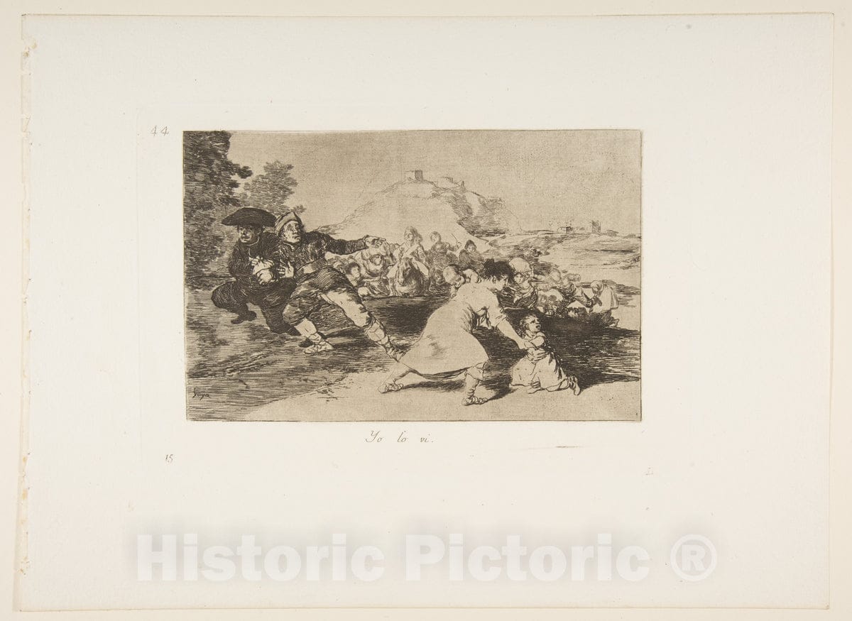 Art Print : Goya - Plate 44 from 'The Disasters of War' (Los Desastres de la Guerra): 'I Saw it' (Yo lo vi.) 3 : Vintage Wall Art