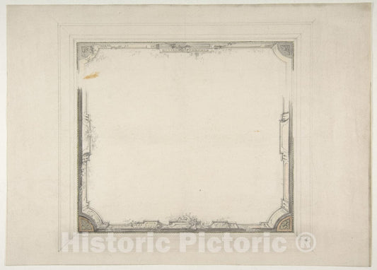 Art Print : Jules-Edmond-Charles Lachaise - Design for a Ceiling to be Decorated with a Trompe L'Oeil Balustrade : Vintage Wall Art