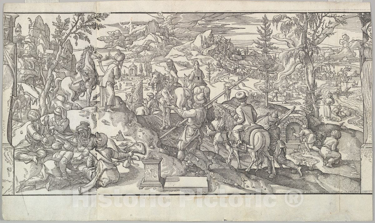 Art Print : Pieter Coecke Van Aelst - Turkish Soldiers at Rest from The Frieze Ces Moeurs et fachons de Faire de Turcz (Customs and Fashions of The Turks) : Vintage Wall Art