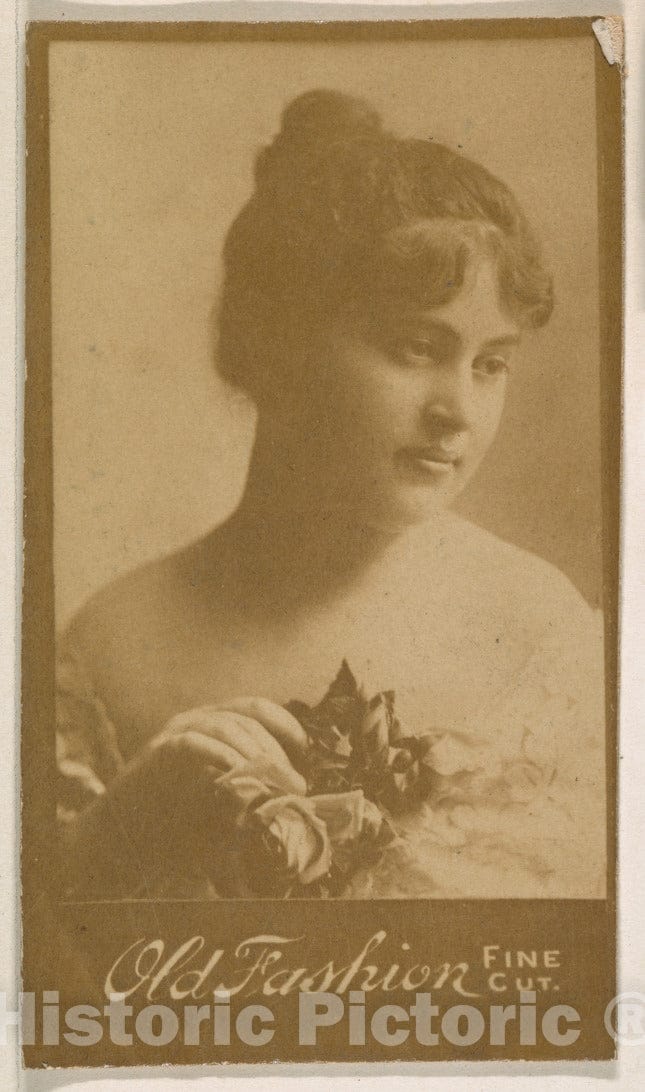 Photo Print : Actress Holding Rose, from The Actresses Series (N664) Promoting Old Fashion Fine Cut Tobacco : Vintage Wall Art