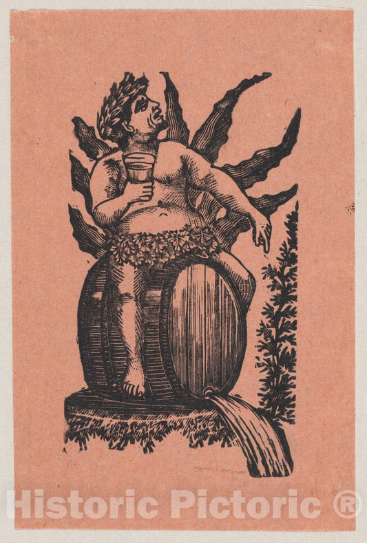 Art Print : José Guadalupe Posada - Bacchus astride a Wine Barrel : Vintage Wall Art