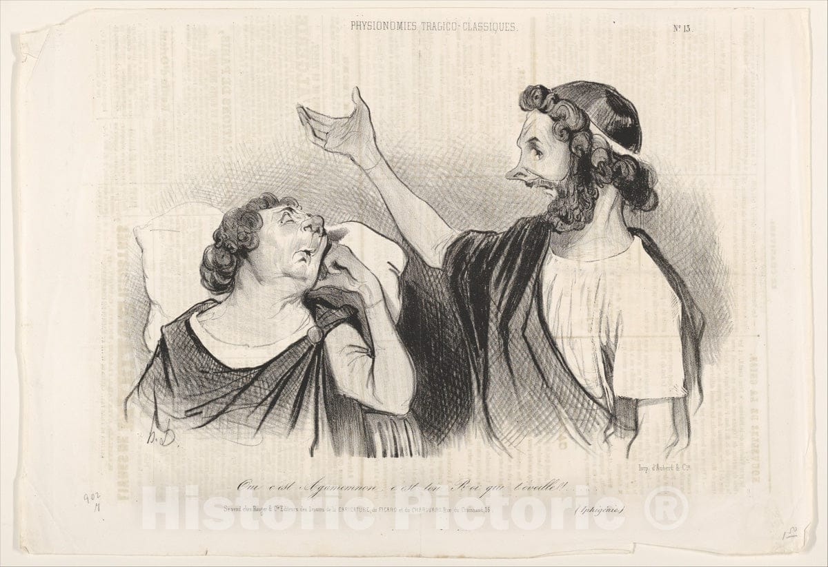 Art Print : Oui C'est Agamemnon C'est ton Roi qui t'eveille! - Artist: Honore Daumier - Created: 1841 : Vintage Wall Art