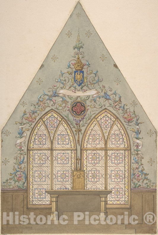 Art Print : Jules-Edmond-Charles Lachaise - Design for Altar and Chapel, Farnborough : Vintage Wall Art
