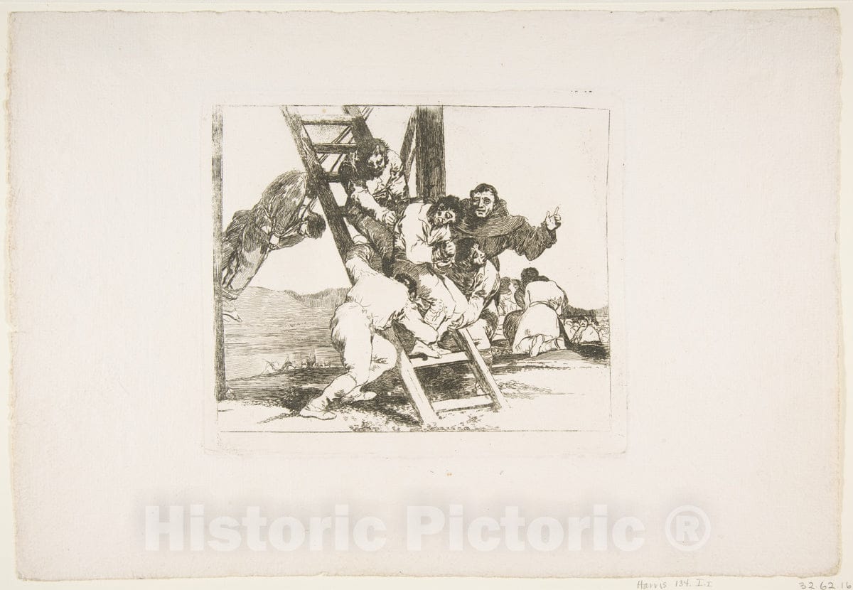 Art Print : Goya - Plate 14 from The Disasters of War' (Los Desastres de la Guerra):It's a Hard Step! (Duro ES el paso!) 1 : Vintage Wall Art