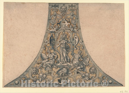 Art Print : Anonymous, German, 16th Century - Design for a Powder Flask : Vintage Wall Art