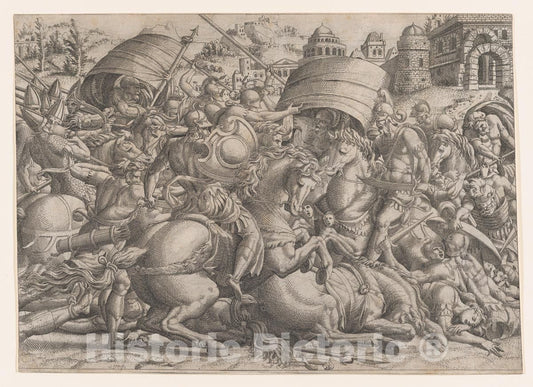 Art Print : Jean Mignon - Battle Before Troy : Vintage Wall Art