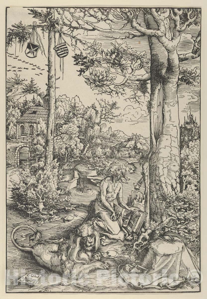 Art Print : Lucas Cranach The Elder - St. Jerome in The Wilderness 2 : Vintage Wall Art