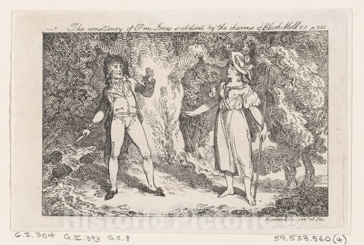 Art Print : The Constancy of Tom Jones Subdued by The Charms of Black Moll - Artist: Henry Fielding - Created: 1792 : Vintage Wall Art