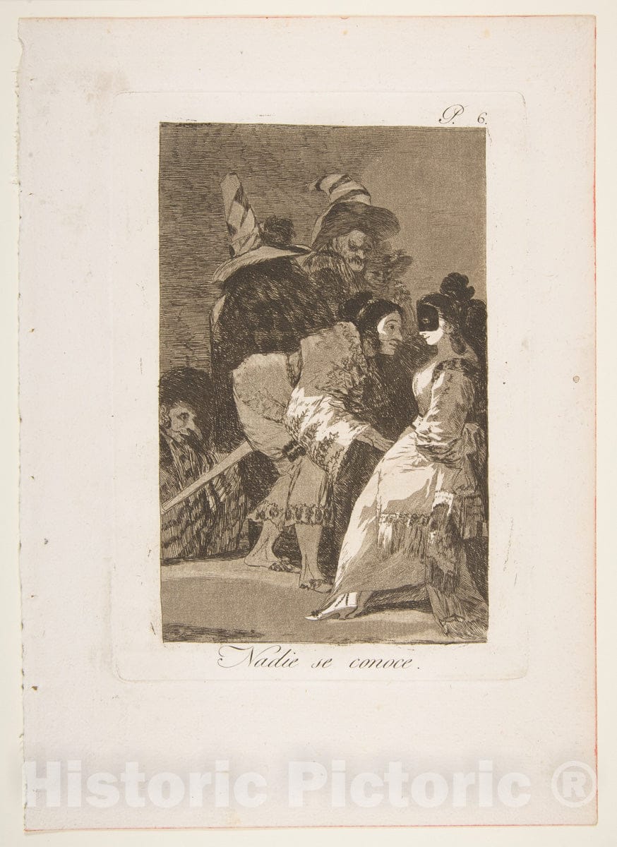 Art Print : Goya - Plate 6 from 'Los Caprichos': Nobody Knows Himself (Nadie se conoce.) : Vintage Wall Art
