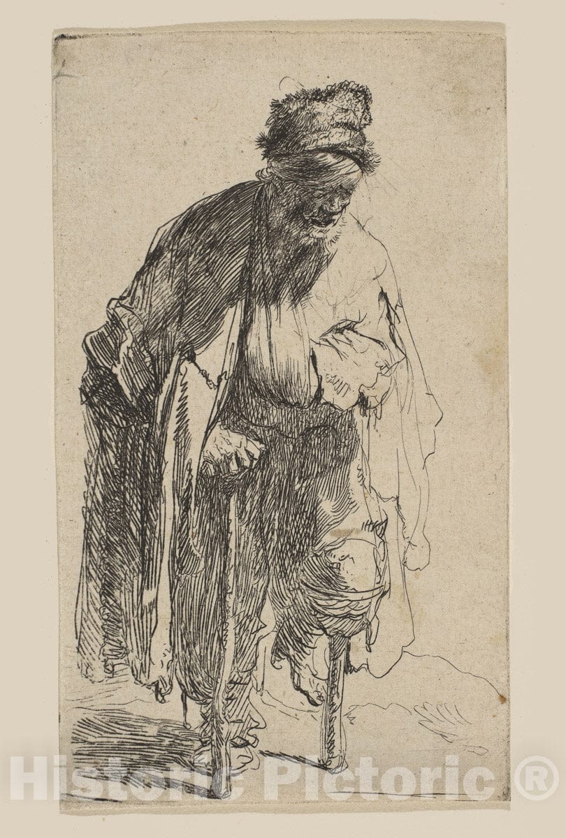 Art Print : Rembrandt (Rembrandt Van Rijn) - Beggar with a Wooden Leg 2 : Vintage Wall Art