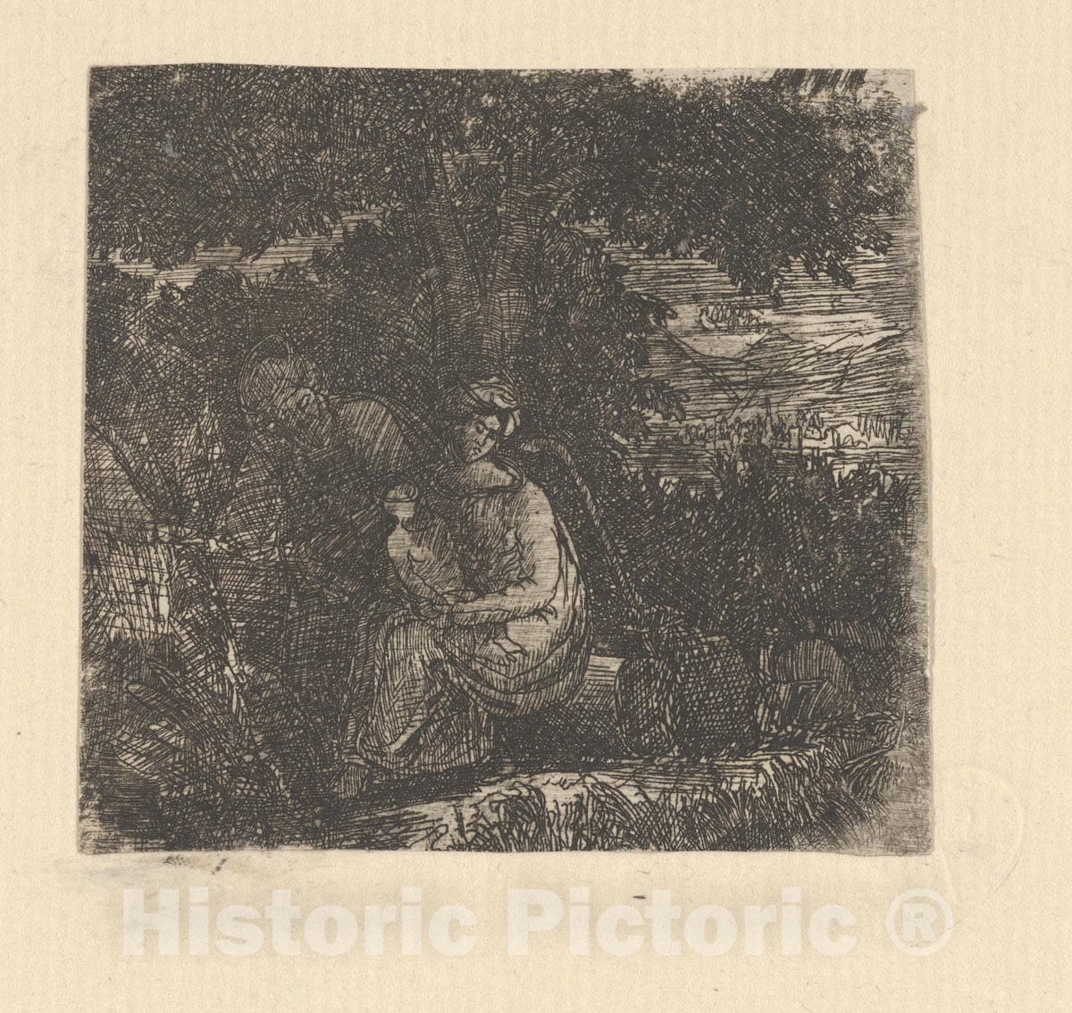 Art Print : Rodolphe Bresdin - La Sainte Famille (The Holy Family) 2 : Vintage Wall Art