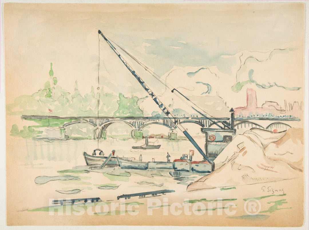 Art Print : Paul Signac - Le Pont des Arts : Vintage Wall Art