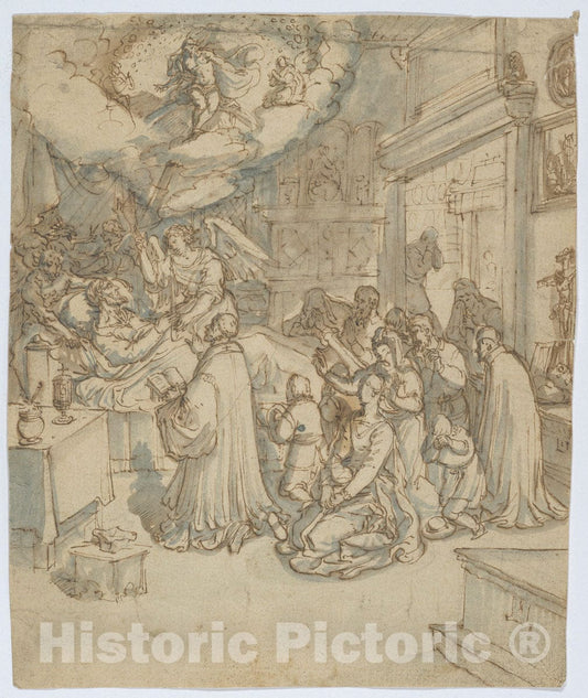 Art Print : Frans Francken II - Allegory of The Death of a Religious Man : Vintage Wall Art