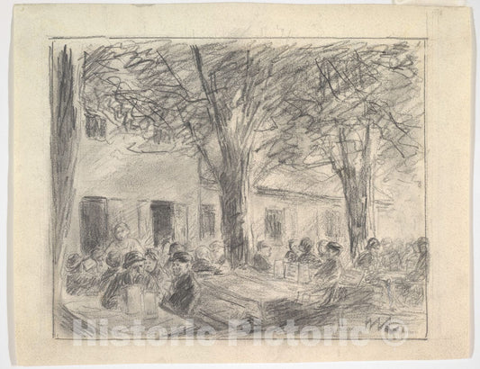 Art Print : Max Liebermann - Im Biergarten des Hofbraukellers in Rosenheim : Vintage Wall Art