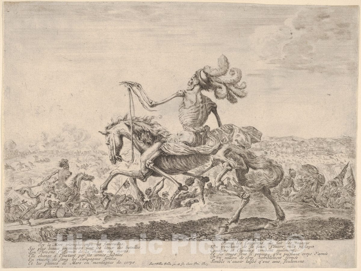 Art Print : Death on a Battlefield - Artist: Stefano Della Bella - Created: c1646 : Vintage Wall Art