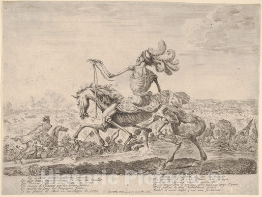 Art Print : Death on a Battlefield - Artist: Stefano Della Bella - Created: c1646 : Vintage Wall Art