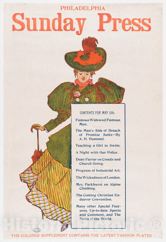 Art Print : George Reiter Brill - Advertisement for Philadelphia Sunday Press: May 10, 1895 : Vintage Wall Art