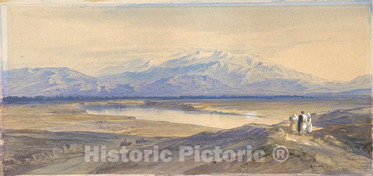 Art Print : Edward Lear - Mount Olympus from Larissa, Thessaly, Greece : Vintage Wall Art