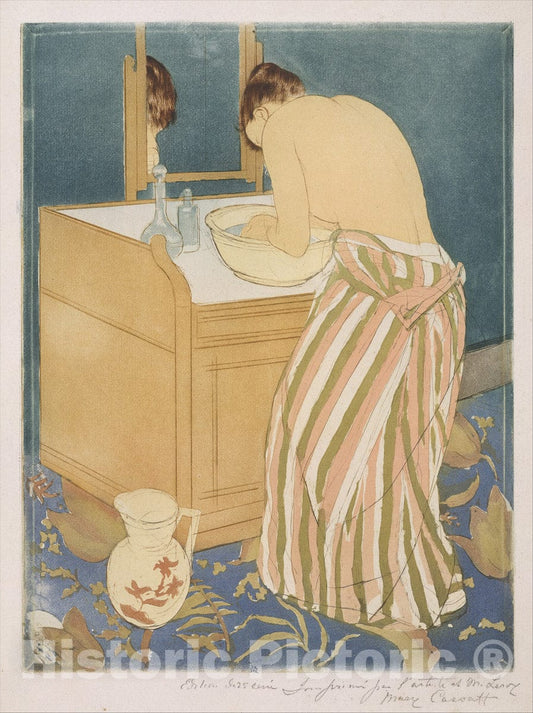 Art Print : Mary Cassatt - Woman Bathing (La Toilette) : Vintage Wall Art