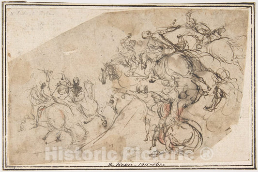 Art Print : Francesco Allegrini - Cavalry Charge : Vintage Wall Art